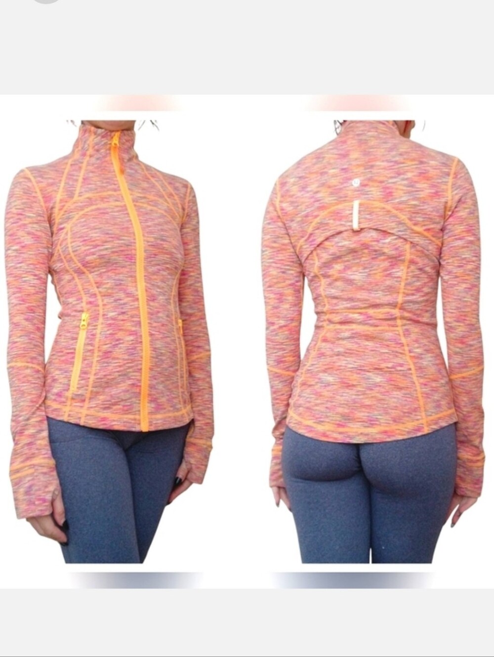 Lululemon RARE Tang Spacedye orange multi Define jacket zip up size 6